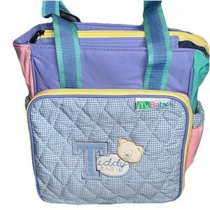 Vtg McBaby Mcdonalds Diaper Bag Teddy Bear‎ Blue Pink Pastel